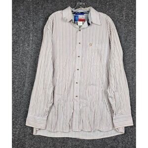 Wrangler George Strait Shirt Men XL White Multi Stripe Cowboy Cut Long‎ Sleeve